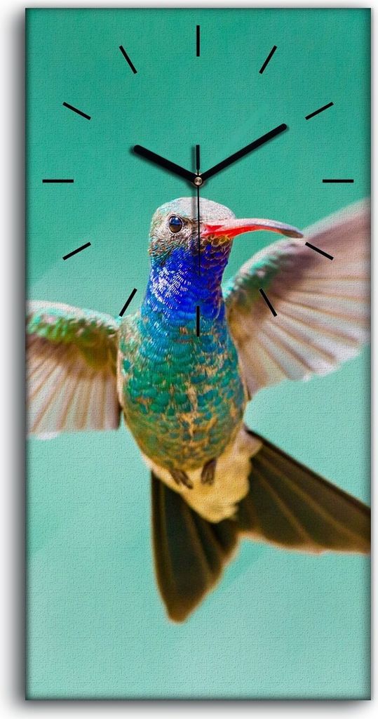 Wohnzimmer-Bild Leinwand Uhr Quarz 30x60 Gemälde Abstrakte Tier Vogel Kunst - schwarze Hände