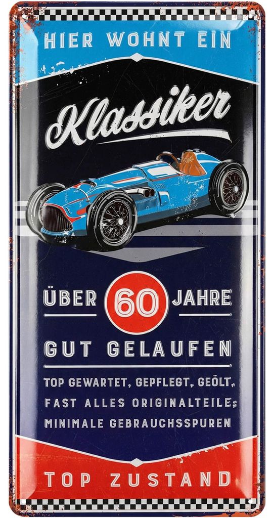 Retro Blechschild 60 Geburtstag Schild, 60 JAHRE KLASSIKER, Produktbild 