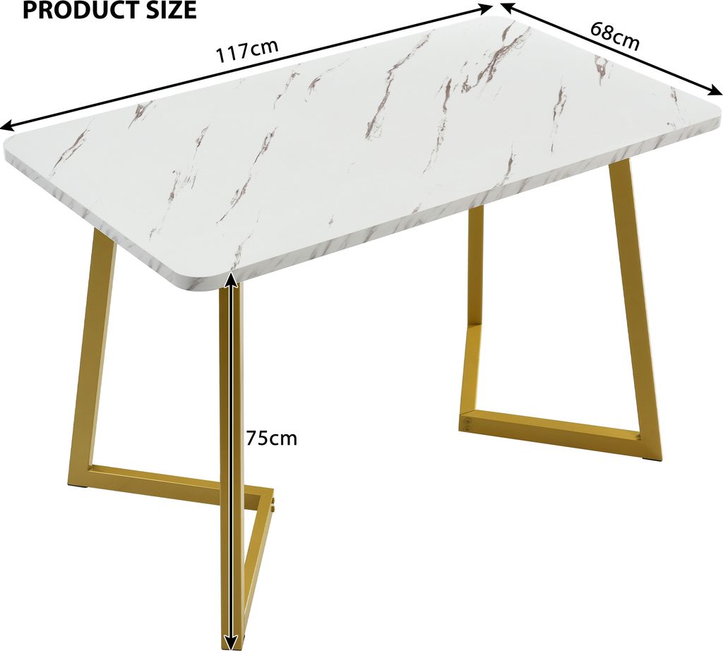 Sweiko 117x68cm Esstisch,(1-St), Gestell aus Produktbild 