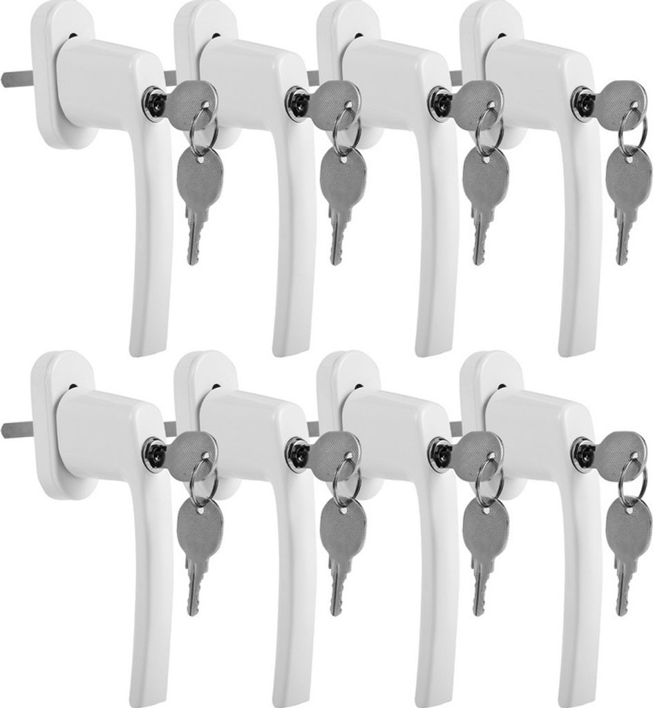 TolleTour Fenstergriff Fenstergriffe Alu Set Sicherheitsfenstergriff abschließbar Griff 8X weiß