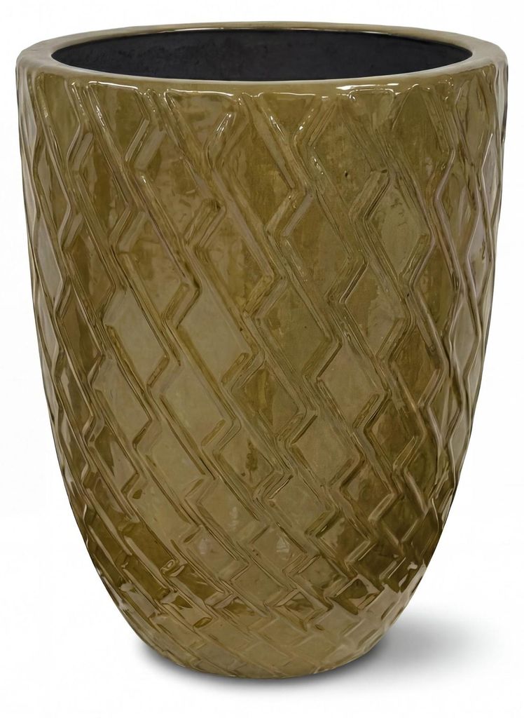 Provencelia Keramik Pflanzkübel Zeus Olive, Ø41 x H55 cm, frostbeständig, handgefertigt, glasiert, Outdoor, Terrasse, winterfest