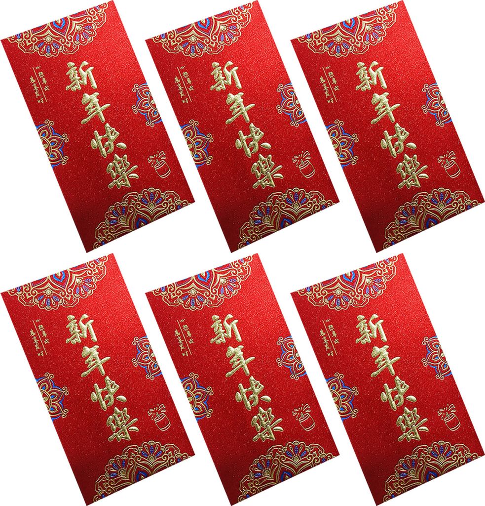 6 Stück rote Umschläge zum Jahr der Schlange 2025, chinesisches Neujahrsfest, Glücksgeld, Hong Bao, rote Taschen für das Frühlingsfest D