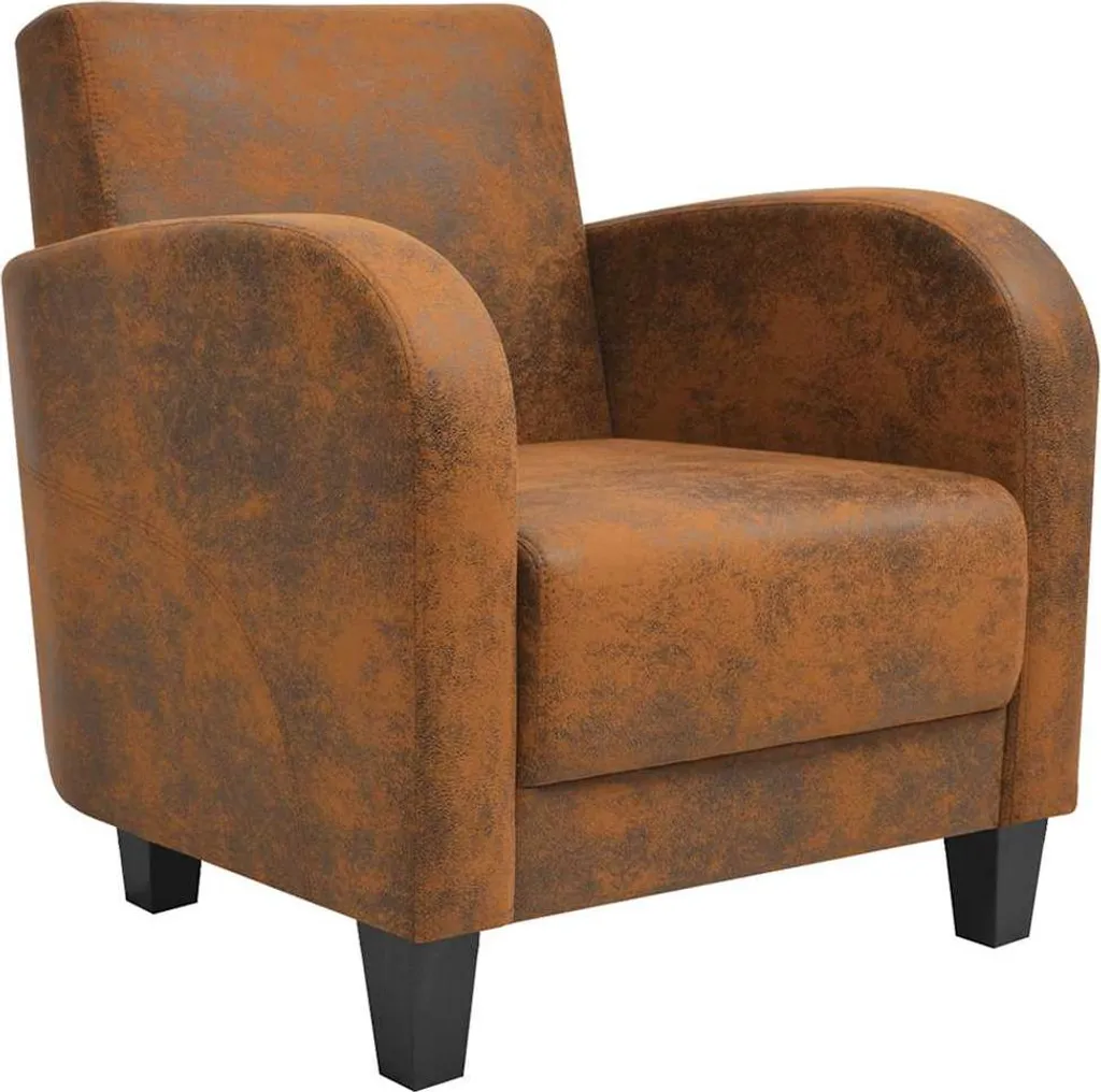 vidaXL Fauteuil Marron Aspect Daim - Siège de Salon Confortable 70x65cm