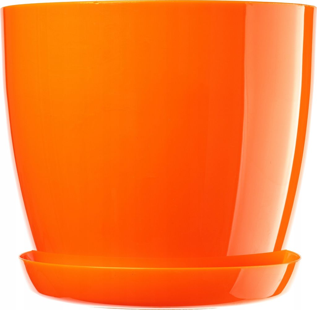 KADAX Blumentopf aus Kunstsoff "Agen", Topf mit Untersetzer. Pflanzkübel, 14 cm, Orange, 1 Stück