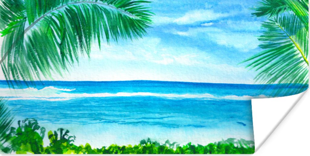 MuchoWow Poster Meer - Strand - Pflanze 120x60 cm - Bild