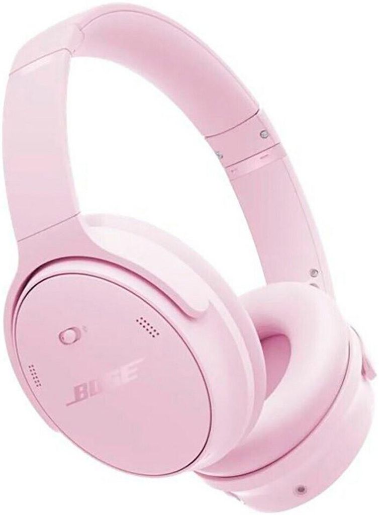 A pink Bose QuietComfort headphone is shown against a white background.