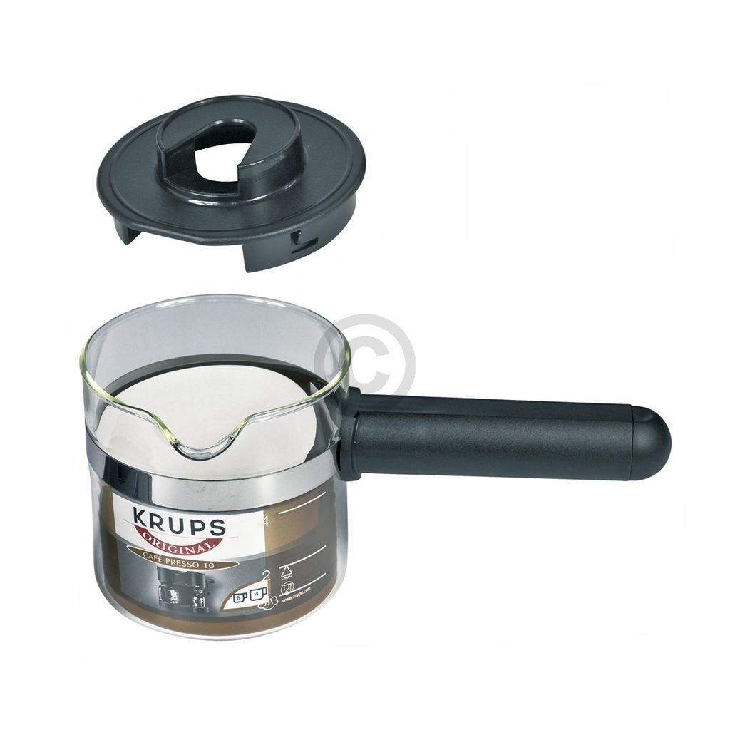 Krups F0274200 Glaskanne Espressokanne mit Griff und Deckel für Kaffeemaschine
