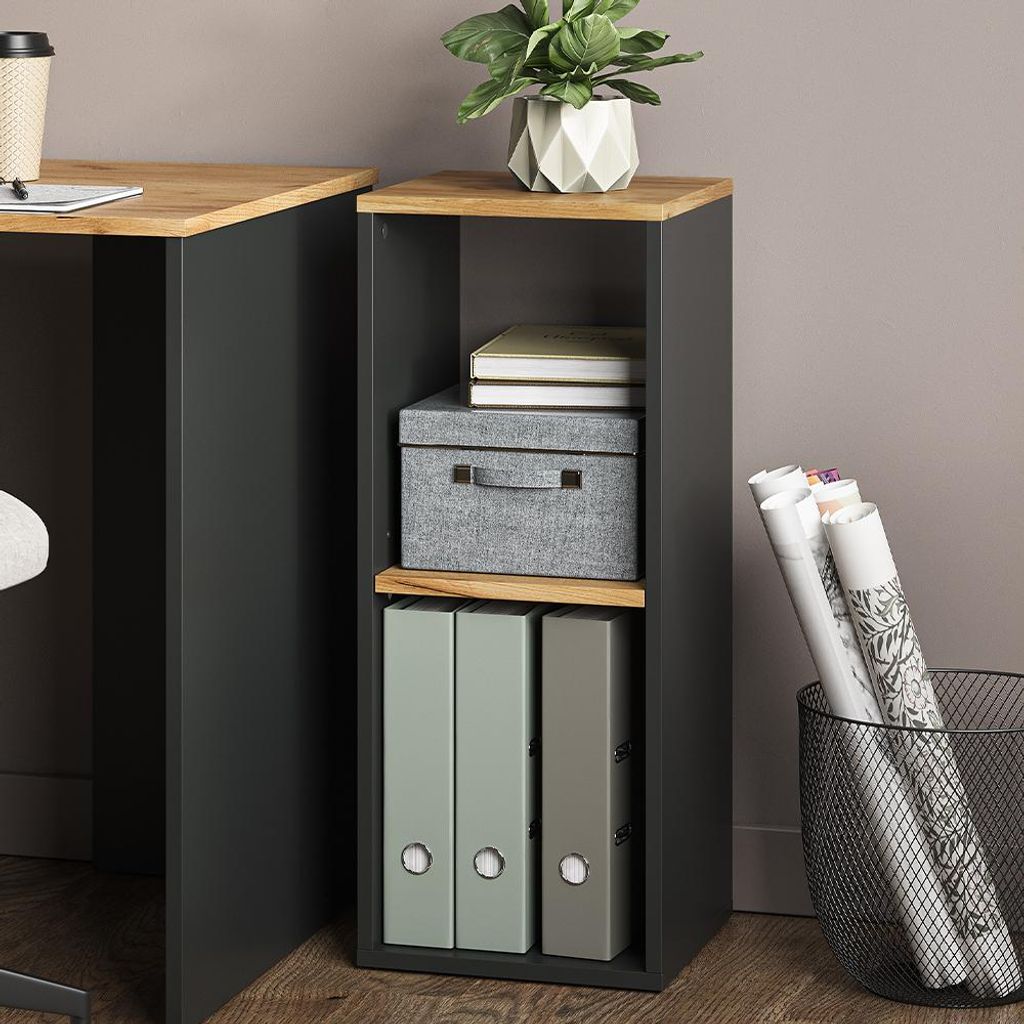 Vicco Bücherregal Tomy, 30 x 74 cm mit 2 offenen Fächern, Anthrazit/Goldkraft Eiche