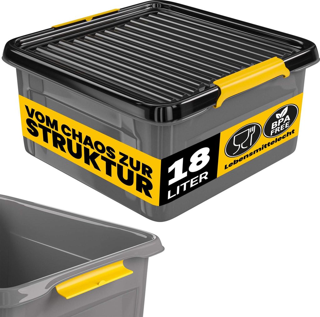Storage box grey/anthracite 39x39x16cm stackable