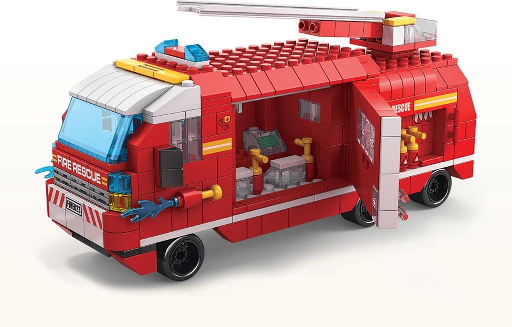 Avizar, 6-in-1 Feuerwehr-Bauset 1000 Teile zum Bauen, Rot