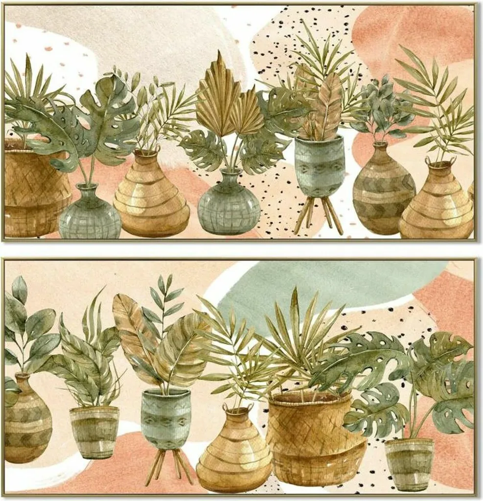 Tableau DKD Home Decor 103x53 cm Pot Boho Set de 2 Pièces Déco