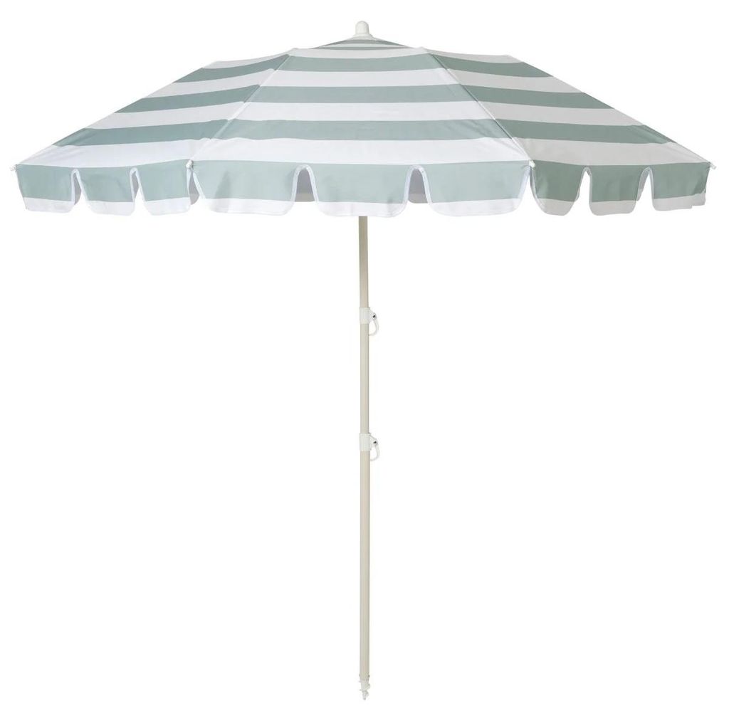 Sunnylife Sonnenschirm Strandschirm LA PALMA salbei creme gestreift | Ø 170x200cm