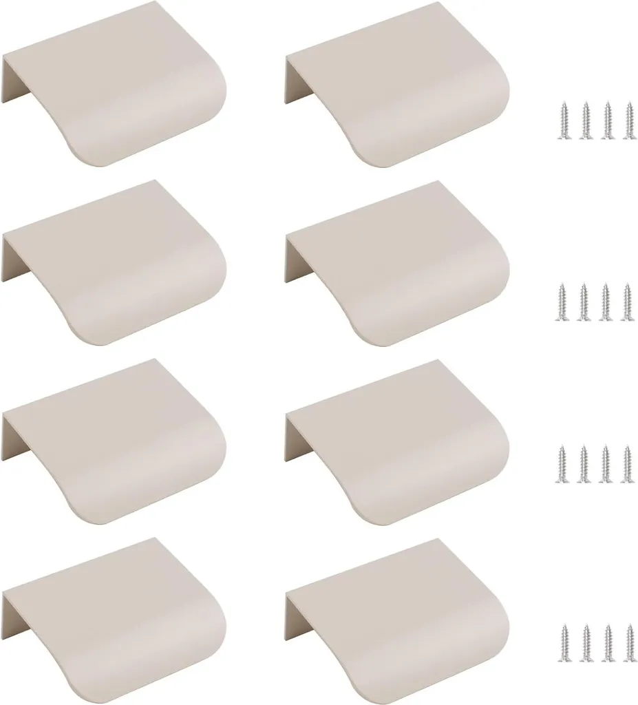Lot de 8 Poignées Invisibles en Aluminium Gris Cachemire pour Meubles