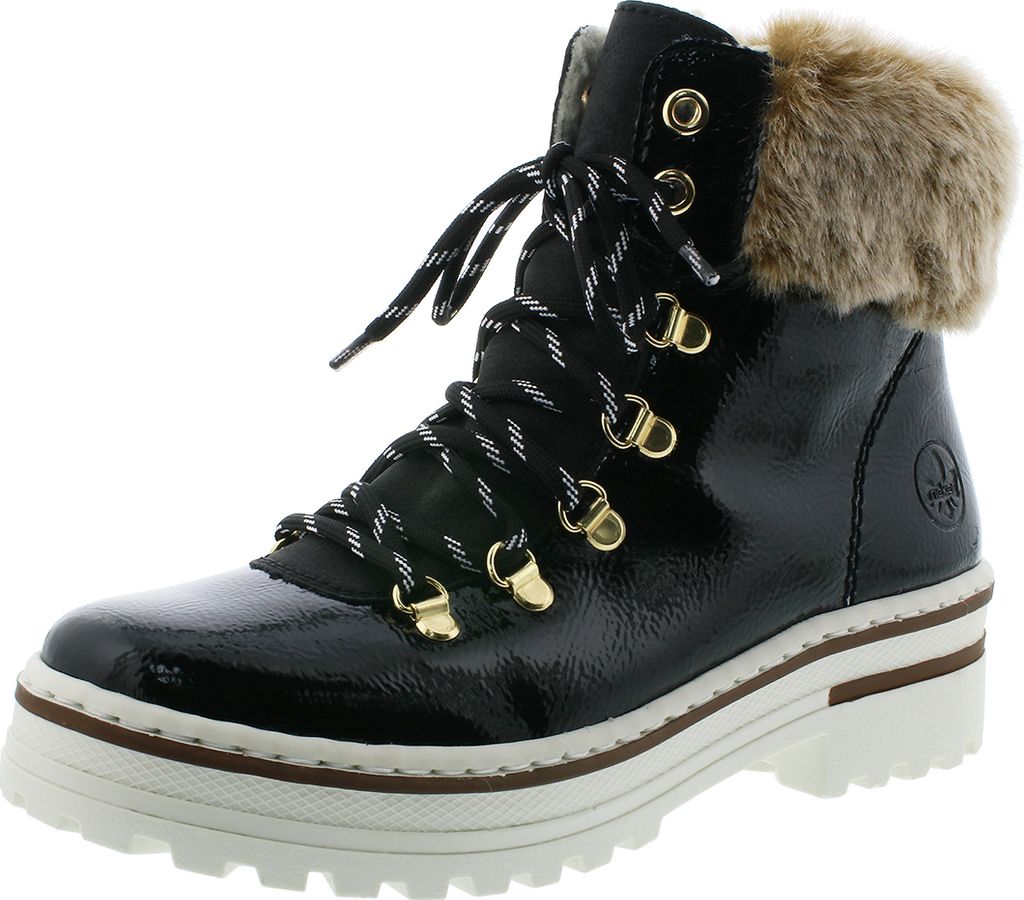 Rieker Damen Stiefeletten Schnürboots Plateau Warmfutter Z8142-01, Größe:37 EU, Farbe:Schwarz
