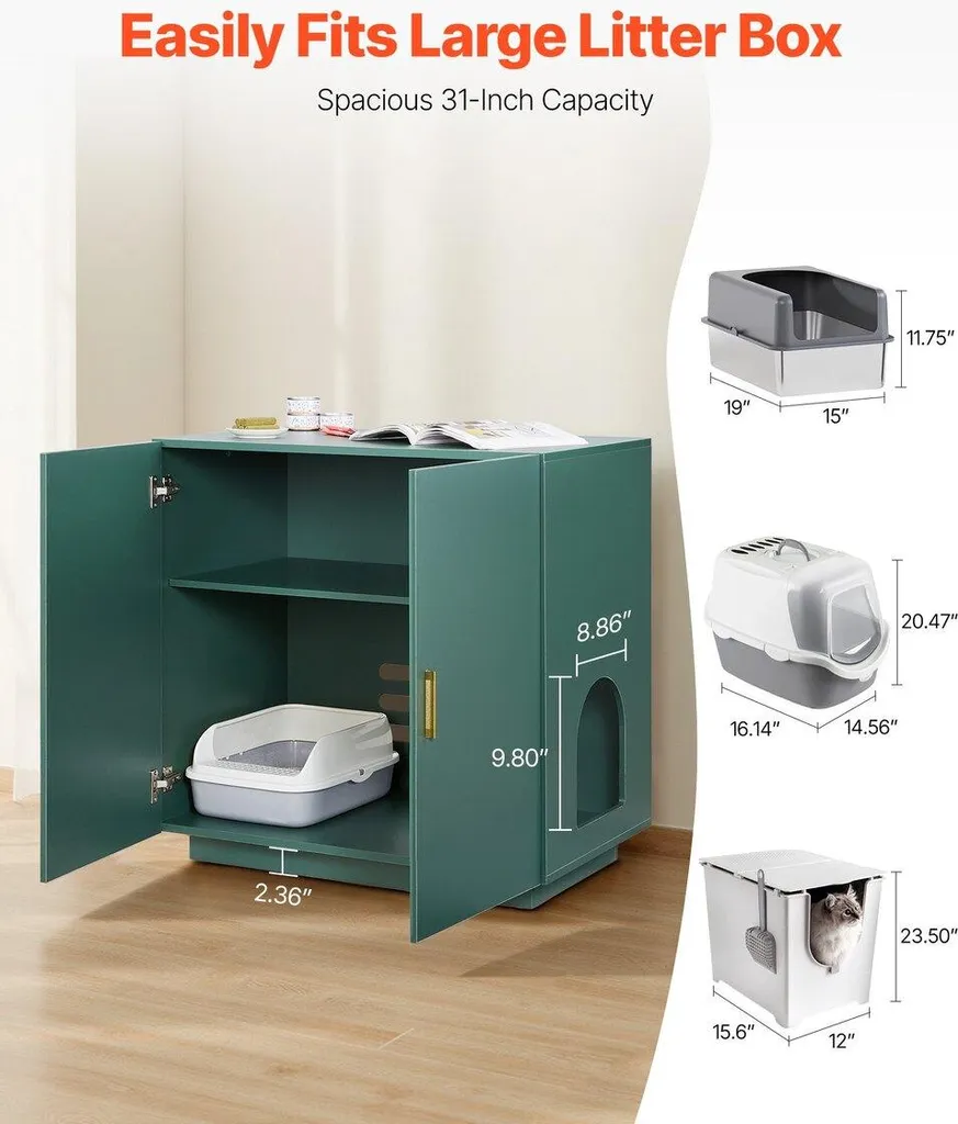 Table d'appoint cache litière chat - Meuble bois polyvalent pour salon - 3