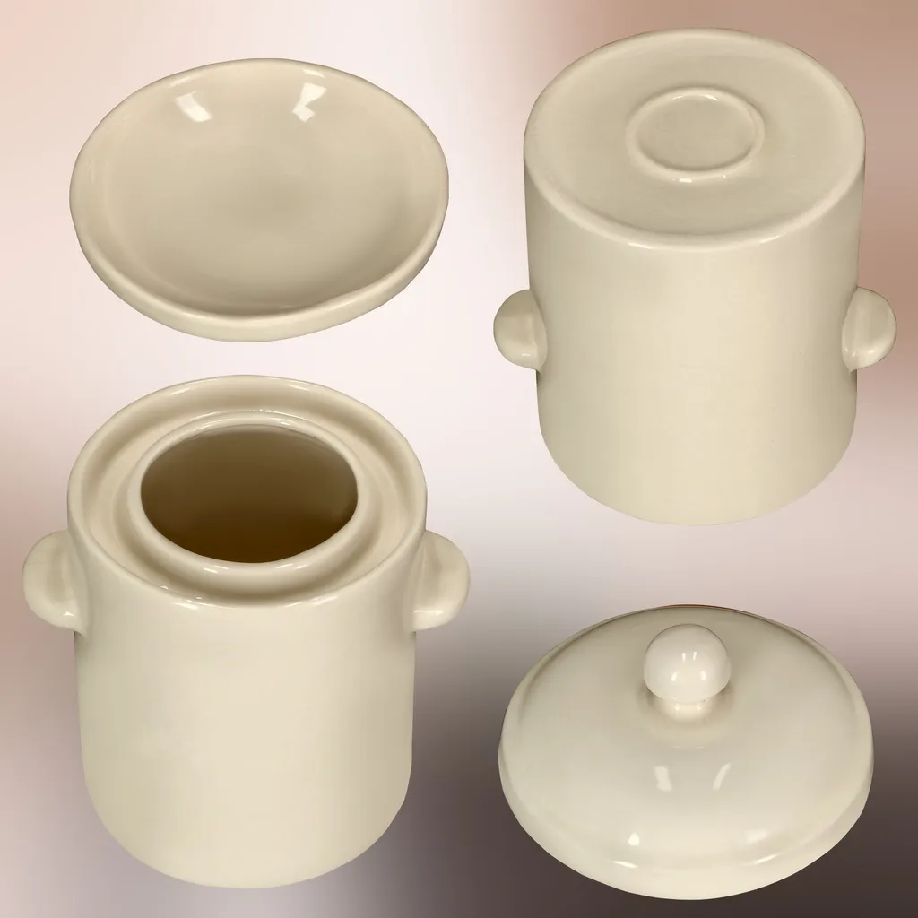KOTARBAU® Pentola per la fermentazione dei crauti Pentola per crauti da 5 litri in argilla con coperchio Pentola in gres Barile per la fermentazione dei cetrioli Pentola in gres per il rum Pentola per il decapaggio Pentola in pietra Contenitore per kimchi Pentola in gres ceramico - 9