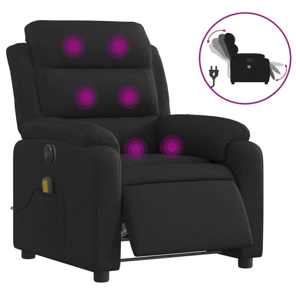 (Robust Möbel)Massagesessel - TV-Sessel - Einzelsofa elegantes Design - Elektrisch Schwarz Stoff - 75x92,5x100cm - Couchsessel DEMöbel826524