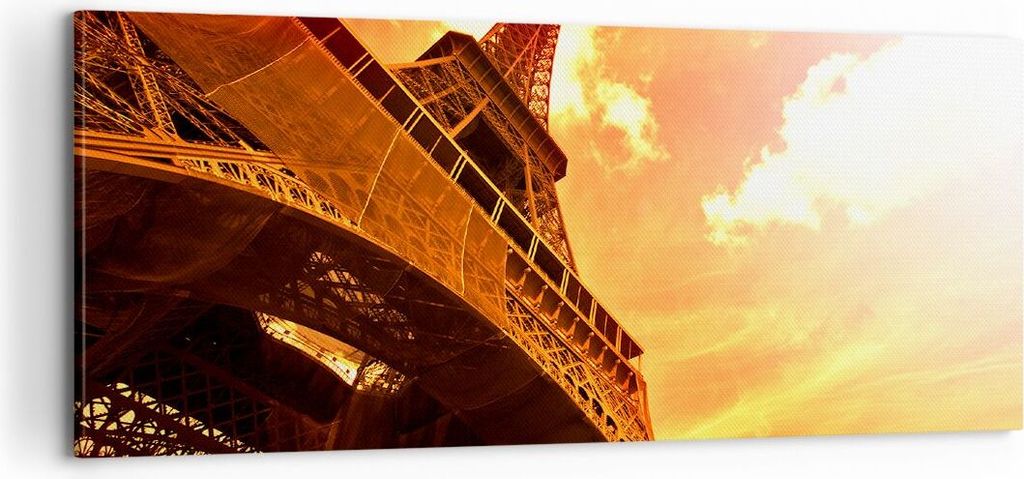 Bild auf Leinwand - Leinwandbild - Eiffelturm Paris Stadt Bau - 100x40cm - Wand Bild - Wanddeko - Leinwanddruck - Bilder - Kunstdruck - Wanddekorat...