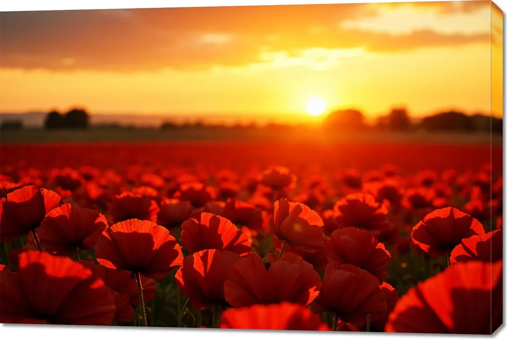 Tableau sur Toile 120x80 cm Panorama Coquelicots Couleurs Vibrantes