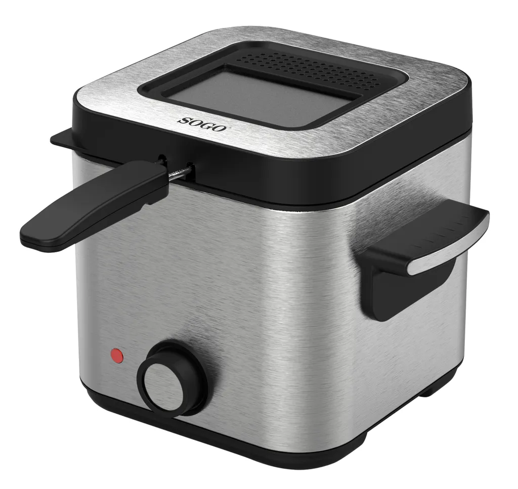 Mini Friteuse Électrique Inox SOGO 1.5 Litre 900W Thermostat Réglable 190°C