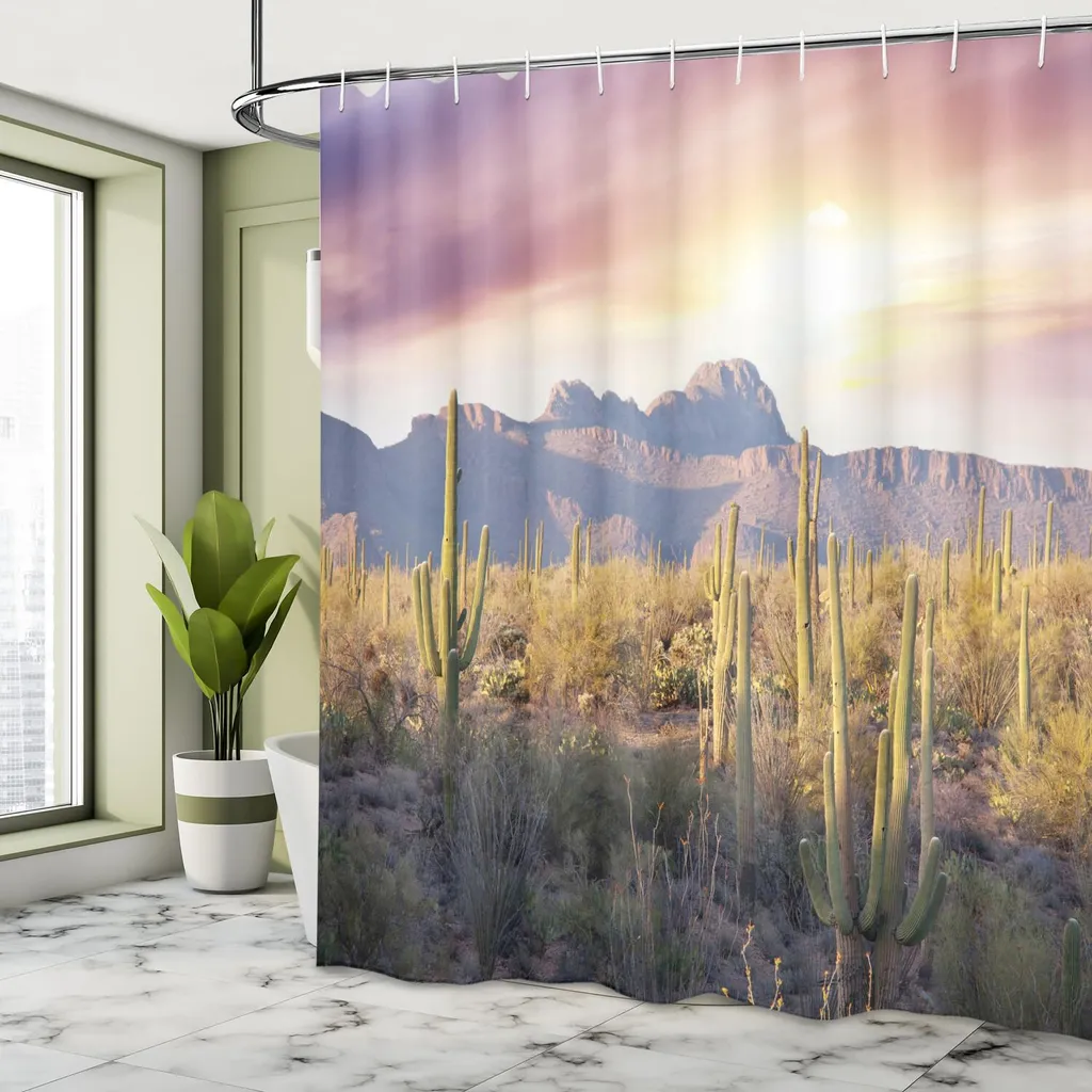 ABAKUHAUS Tenda Doccia Arizona 175x240cm - Tessuto Impermeabile Design Cactus - 3