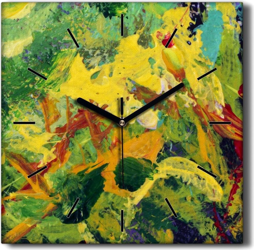 Coloray Hodiny Unikátní 30x30 cm Tiché hodiny Pro obývací pokoj a kuchyň Nástěnné hodiny Plátno Černé ručičky hodin - Květiny