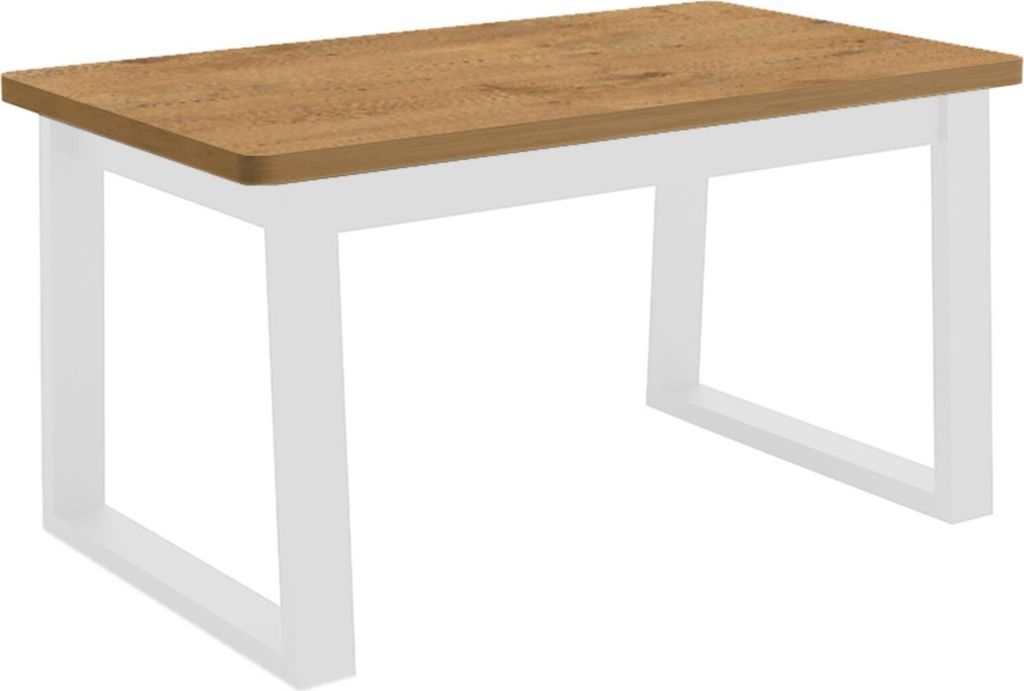 80 cm breite auziehbare Tisch Stella 43 Küchentisch 80 x 180 x 76,5 cm klappbarer Esstisch im modernes Stil, Farbe: Eiche Lancelot, Beinefarbe: Weiß