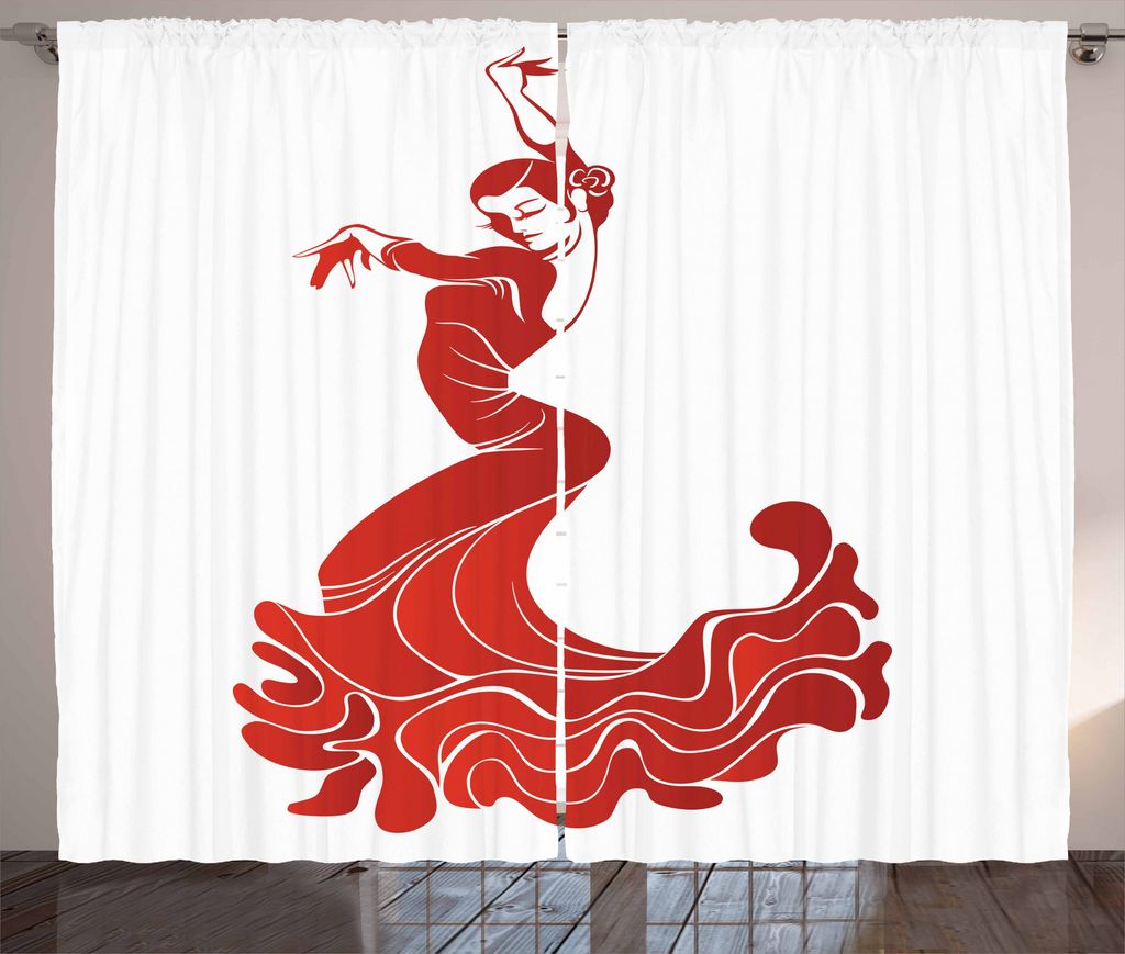 ABAKUHAUS Spanisch Rustikaler Gardine, Europäische Folklore Ethnische, Schlafzimmer Kräuselband Vorhang mit Schlaufen und Haken, 280 x 175 cm, Ve...