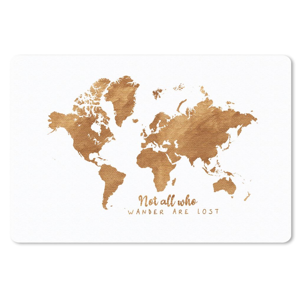 MuchoWow Schreibtischunterlage Weltkarte - Bronze - Seil 60x40 cm - XXL Mauspad - Großes Mauspad