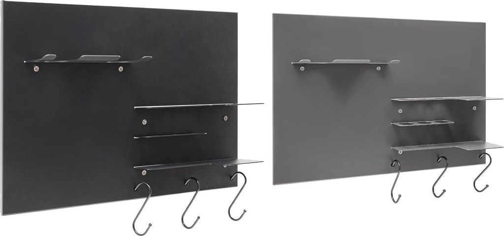 Kaffeezubehör Aufbewahrungsregal - Wandmontierter Tamper-Halter - 4 Ebenen - 3 Haken - Eisen - Bis 4 kg - Hellgrau