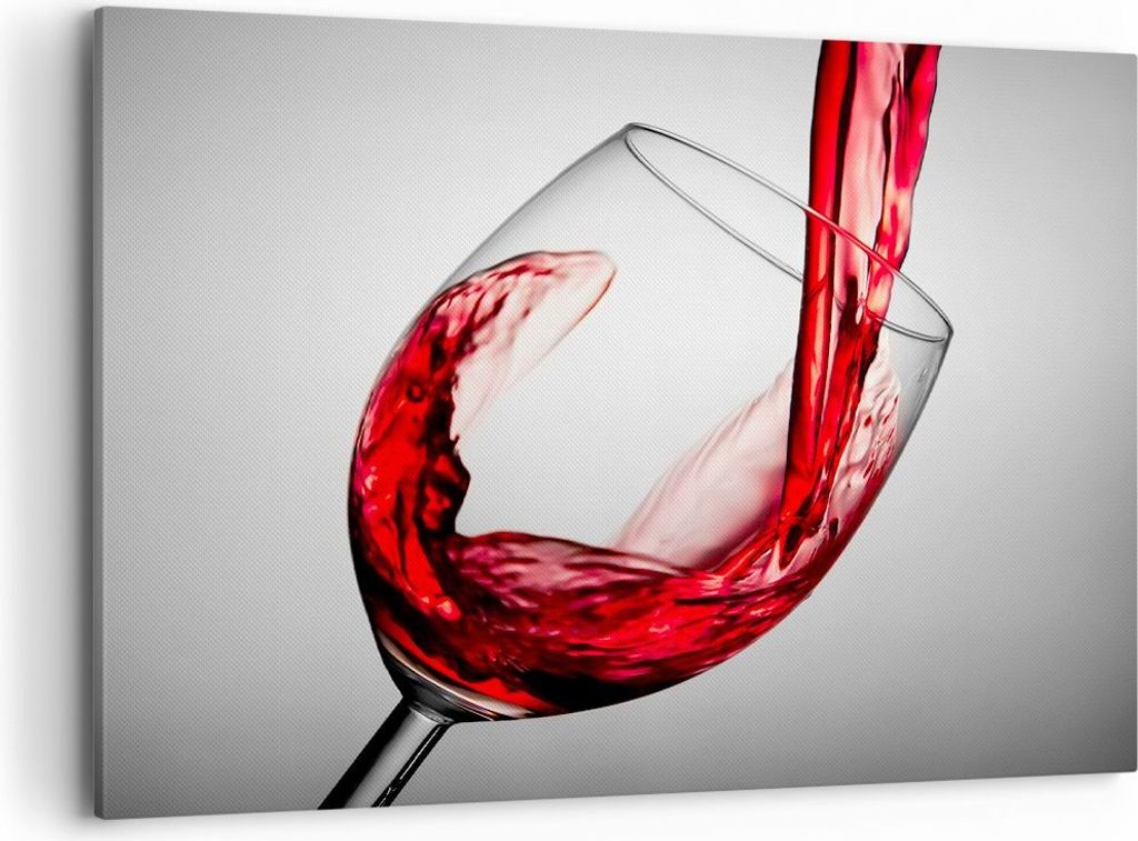 Bild auf Leinwand - Leinwandbild - Trinken glas wein - 100x70cm - Wand Bild - Wanddeko - Wandbilder - Leinwanddruck - Bilder - Kunstdruck - Wanddek...