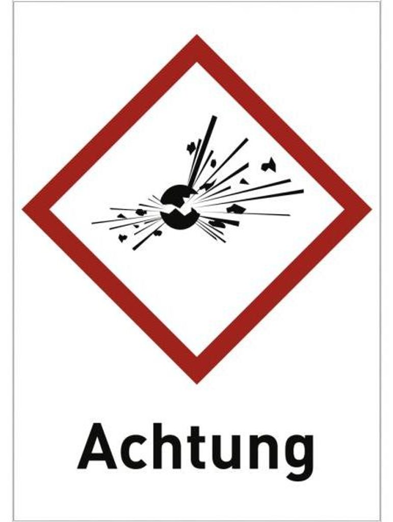 Dreifke Aufkleber Explosiv (GHS 01) Achtung, Folie, 26x37 mm, 12 Stück/Bogen