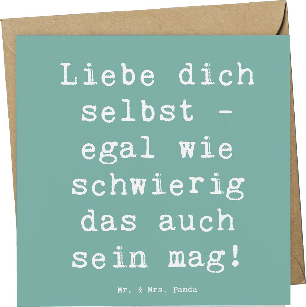 Mr. & Mrs. Panda Grußkarte Spruch Selbstakzeptanz Liebe - Meeresbrise - Geschenk, anlasskarte, Erfüllung, Gefühl, Zitat, Glückwunschkarte, Selb...