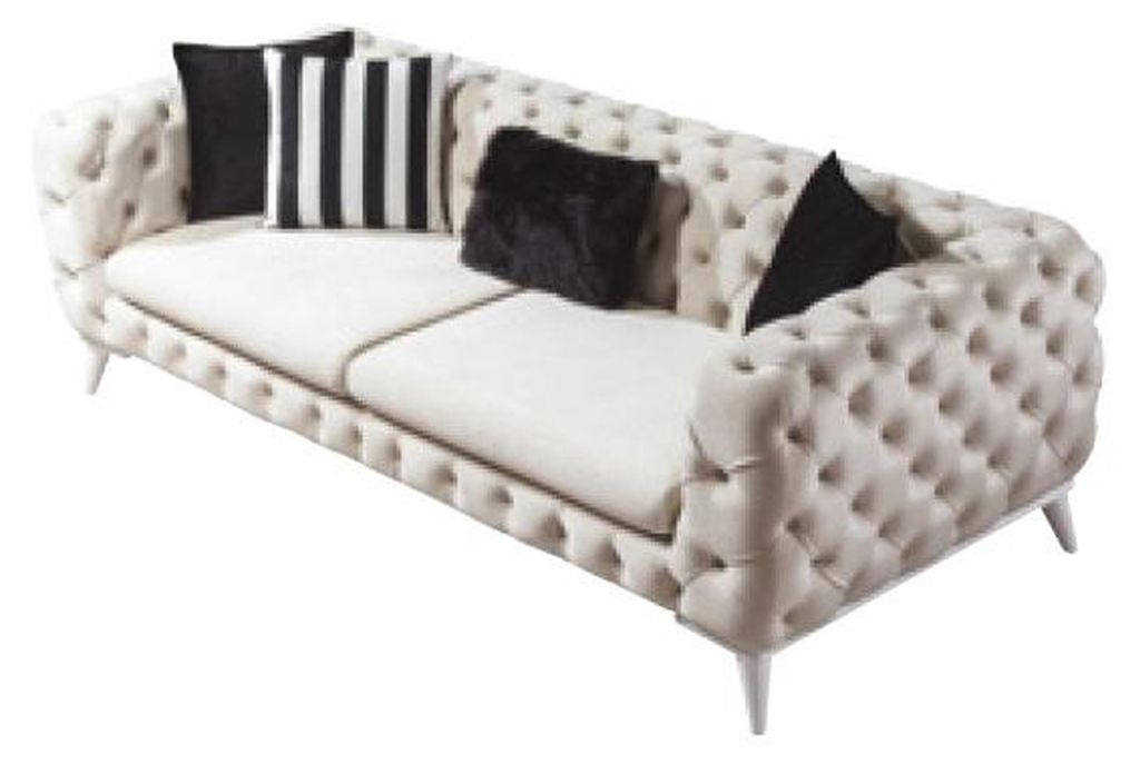 Sofa 3 Sitzer Weiß Luxus Möbel Chesterfield Möbel Textil Italienischer Stil Neu