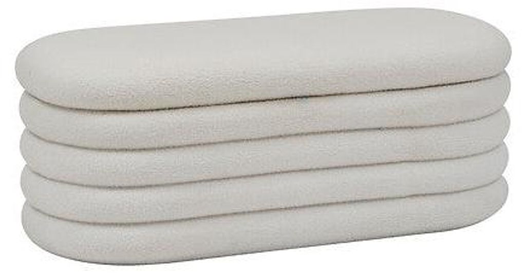 Aufbewahrungsbank Boucle Giulia, L 110 x T 46 x H 40,5 cm, weiß