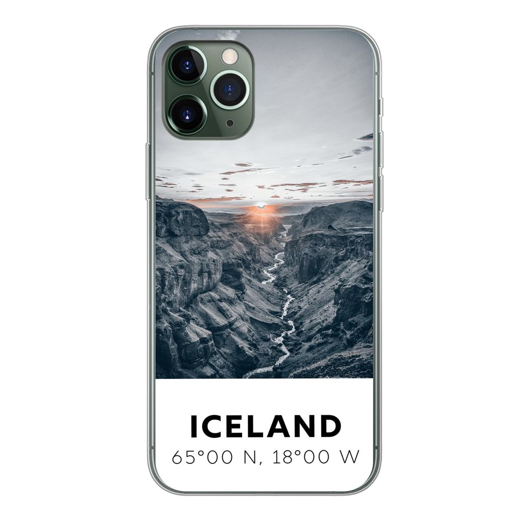 MuchoWow Handyhülle Schutzhülle Hülle für iPhone 11 Pro Island - Sonne - Berge Silikon Softcase Handy Hülle - Handy