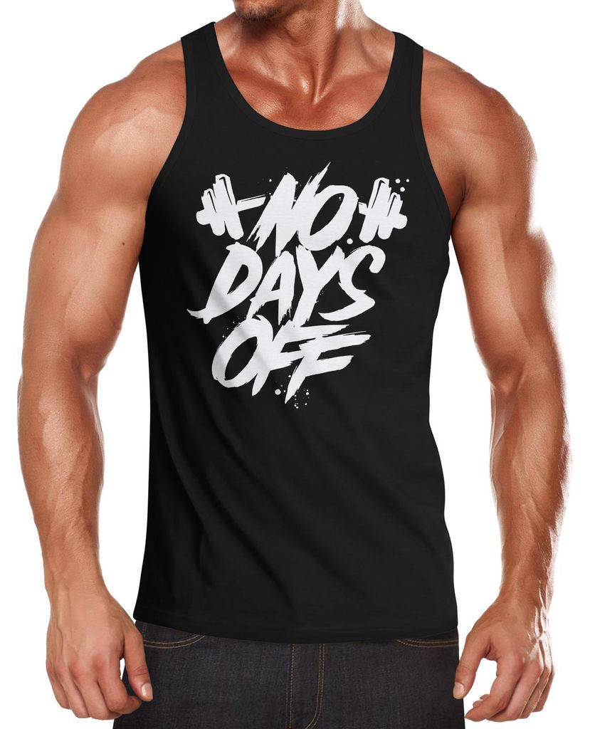 Herren Tank-Top Sport-Motiv Spruch No Days Off Hantel Training Gym Fitness Muskelshirt Muscle Shirt Neverless schwarz XL