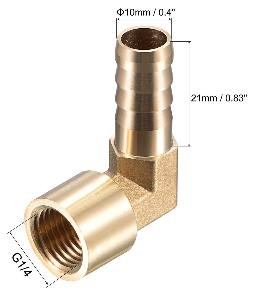 Messing Schlauch Widerhaken Passend zu Ellbogen, 10mm Stacheldraht x G1/4 Adapter Rohrverbinder fš¹r Wasser Kraftstoff Luft