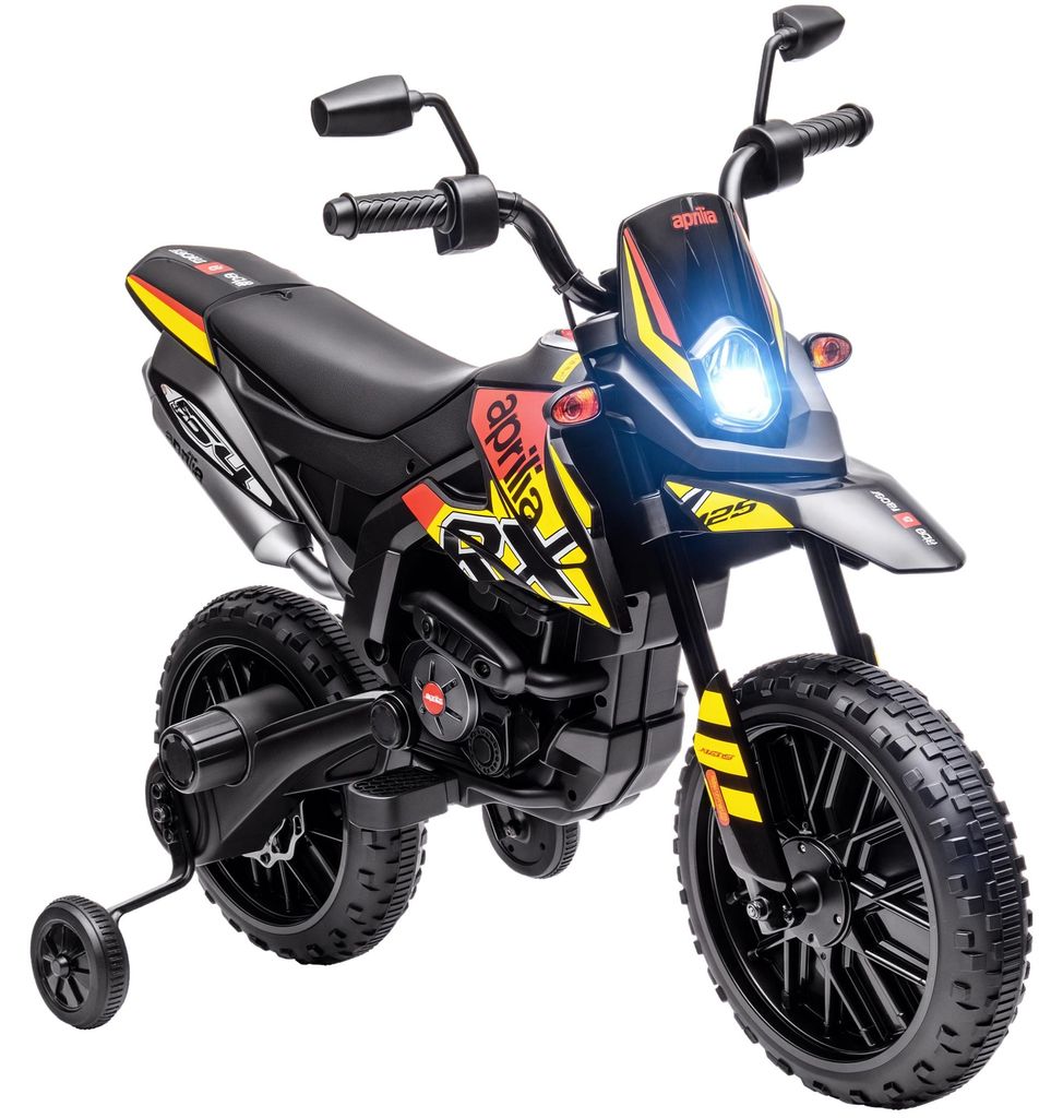 AIYAPLAY Kinder Elektro-Motorrad, 12V Kindermotorrad mit Musik, 6 km/h Gelb