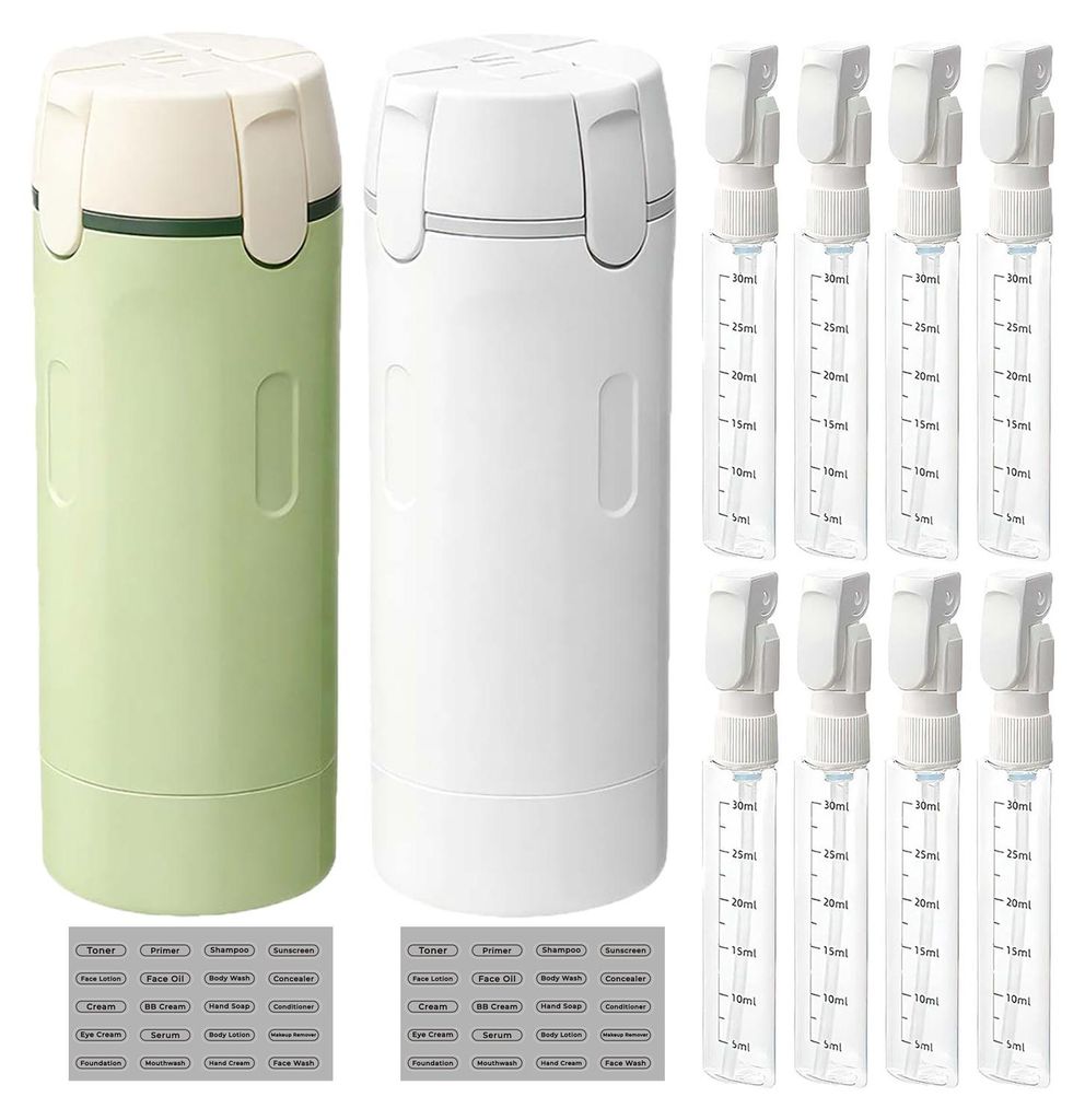 1/2 Set 120 ml 4-in-1 Reiseflasche, auslaufsicher, wiederverwendbar, Spender für Lotion, Spülung, Creme und Shampoo, tragbarer, nachfüllbarer, l...