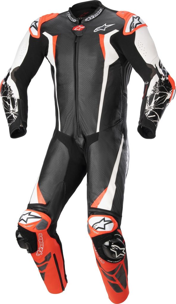 Alpinestars Absolute V2 1-Teiler Motorrad Lederkombi, schwarz/weiß/rot, 56