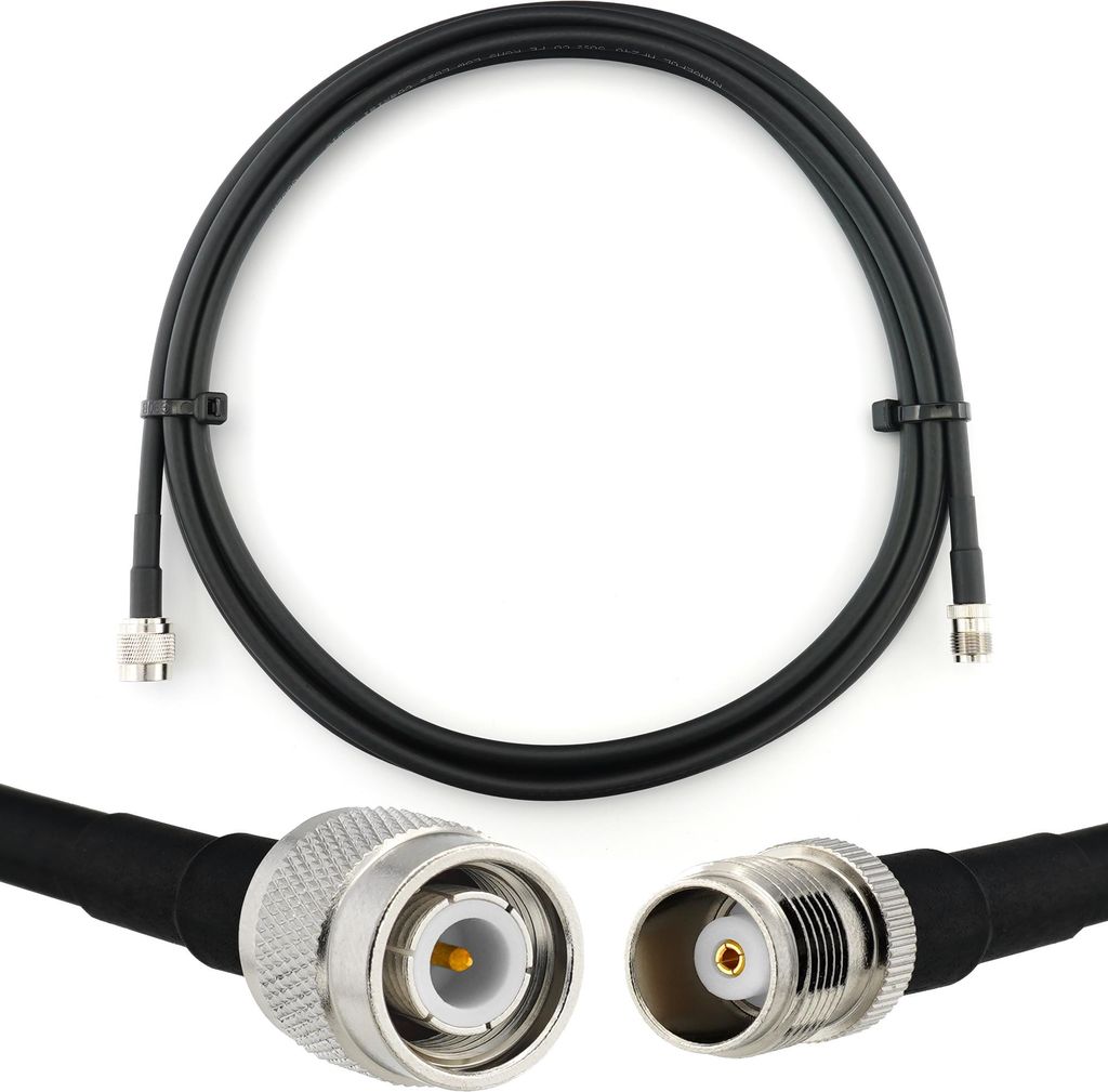 3m TNC Stecker auf TNC Buchse Koaxialkabel — TNC Verlängerungskabel HF-240 (LMR 240 Äquivalent) 3 Meter Jumper Kabel (50 Ohm) — Schwarz Anten...