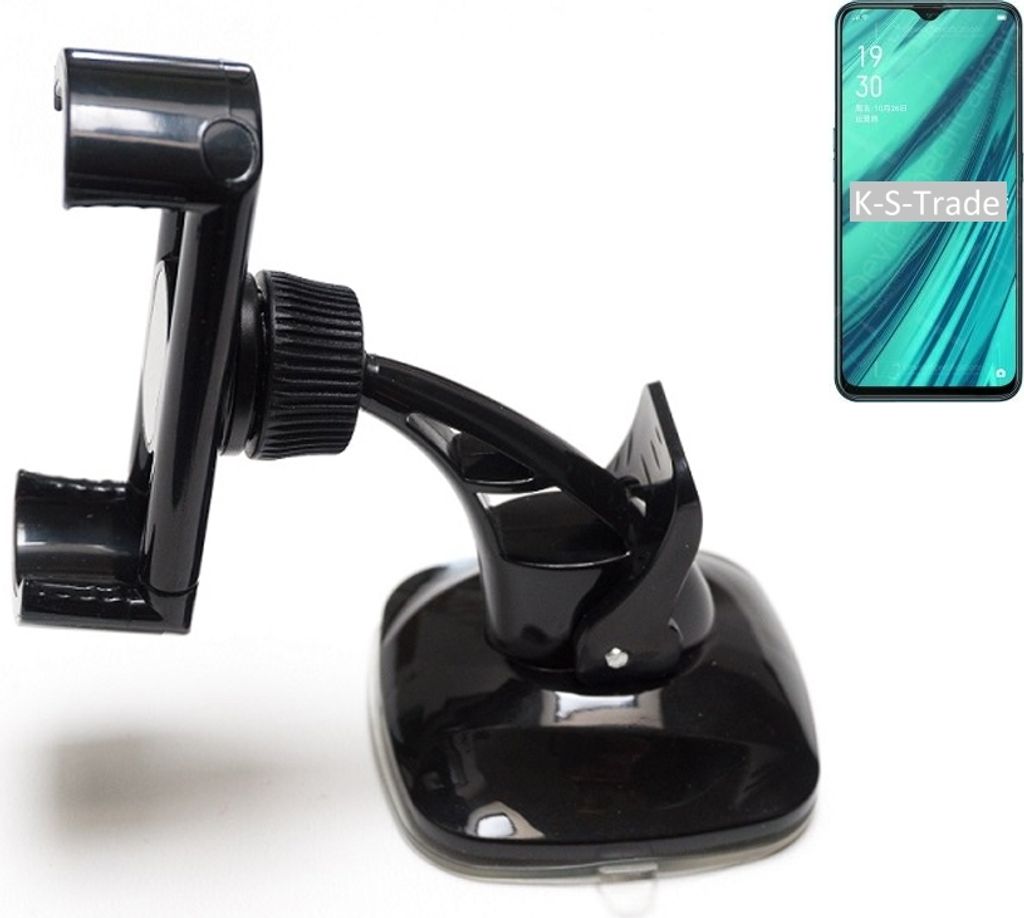 K-S-Trade kompakte Handy-Halterung Windschutzscheibe kompatibel mit Oppo A9x Armaturenbrett schwarz Autohalterung KFZ Halter Scheiben-Halterung