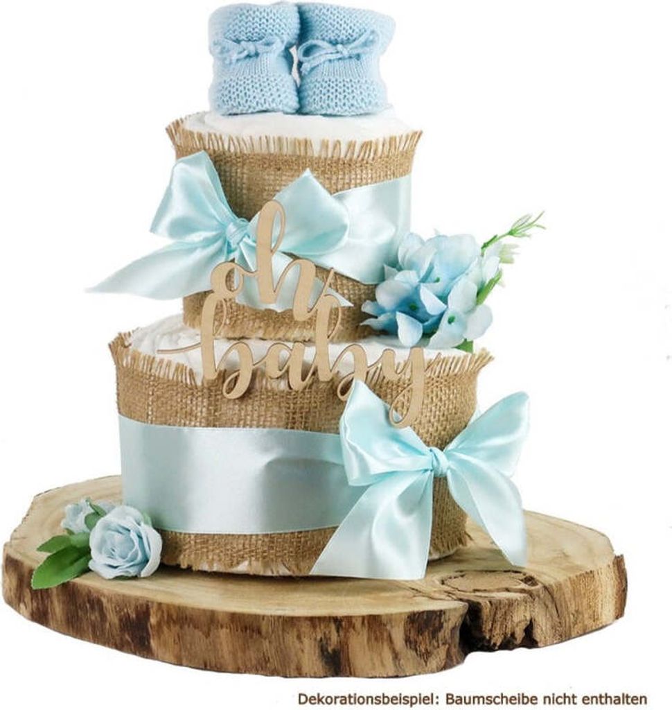 Windeltorte ALLES JUTE | zur Geburt (2-stöckig, blue)