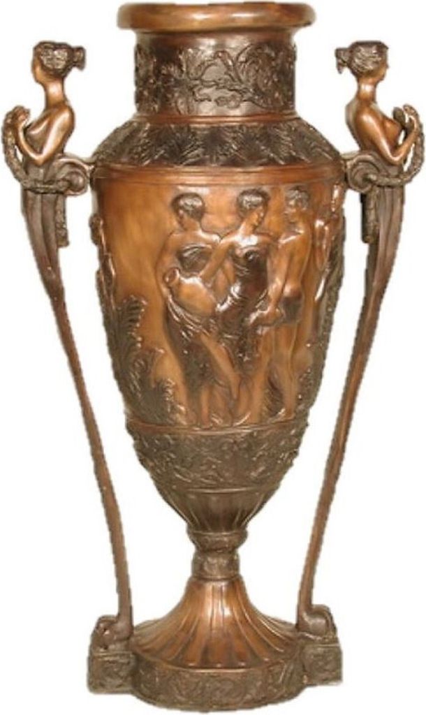 Casa Padrino Luxus Barock Bronze Deko Vase Damen 69 x 43 x H. 114 cm - Barock Pflanzkübel - Barock Blumenkübel - Edel & Prunkvoll