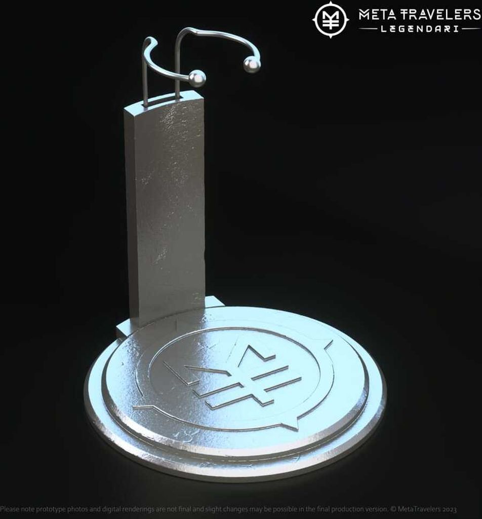Legendari Actionfiguren-Ständer mit MetaTravelers Logo Produktbild 