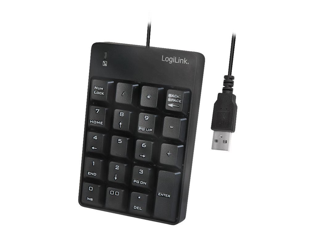 LogiLink USB Nummernblock kabelgebunden 19 Tasten schwarz Produktbild 