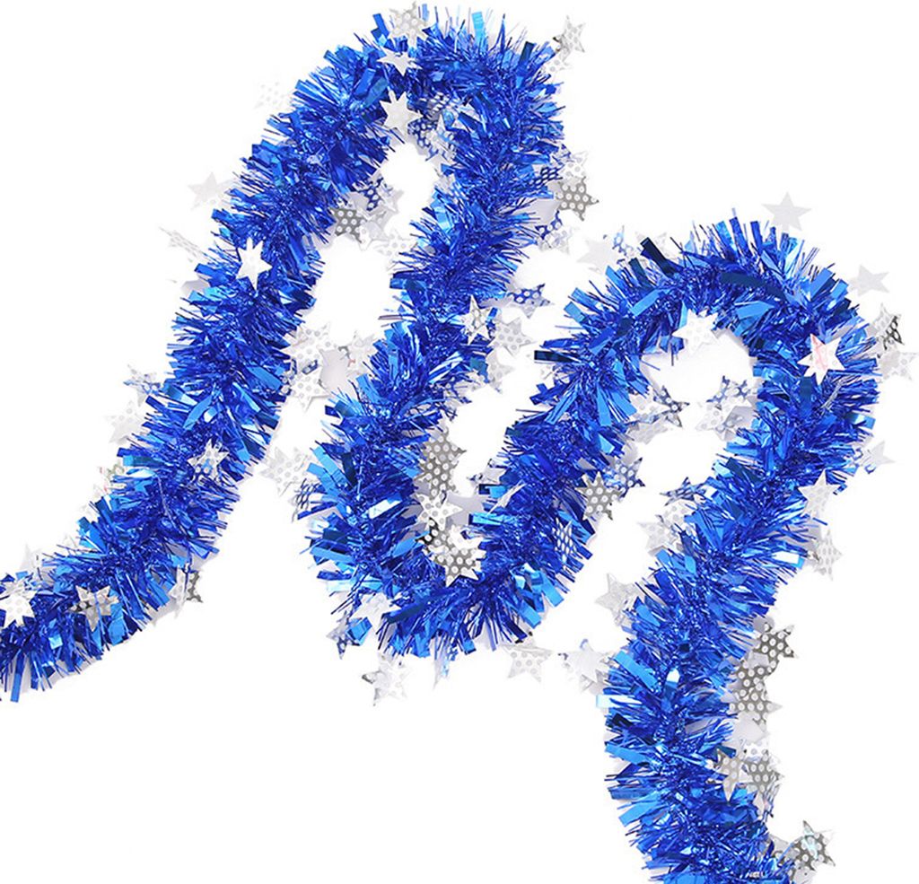 Lametta-Twist-Garland-Fade-resistente dichte wunderschöne Folie Wahnsinnige Außen im Freien Weihnachtsbaum Girlanddekor für Party-Blau