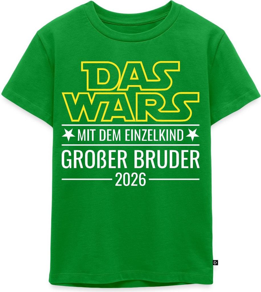 Spreadshirt Das wars mit dem Einzelkind - Großer Bruder 2026 Kinder Premium T-Shirt, 110/116 (4 Jahre), Grün