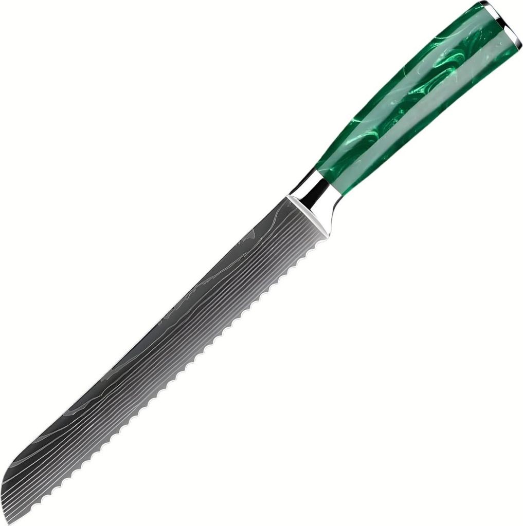 Küchenmesser BL-39279 - Hochwertiges Brotmesser mit grünem Griff KP39279